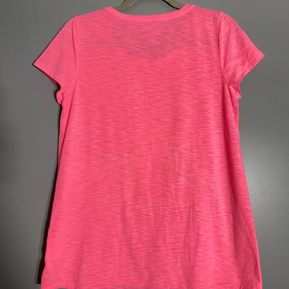 Lilly Pulitzer Etta V- Neck Vibrant Pink Short Sleeve Tee - Picture 5 of 5